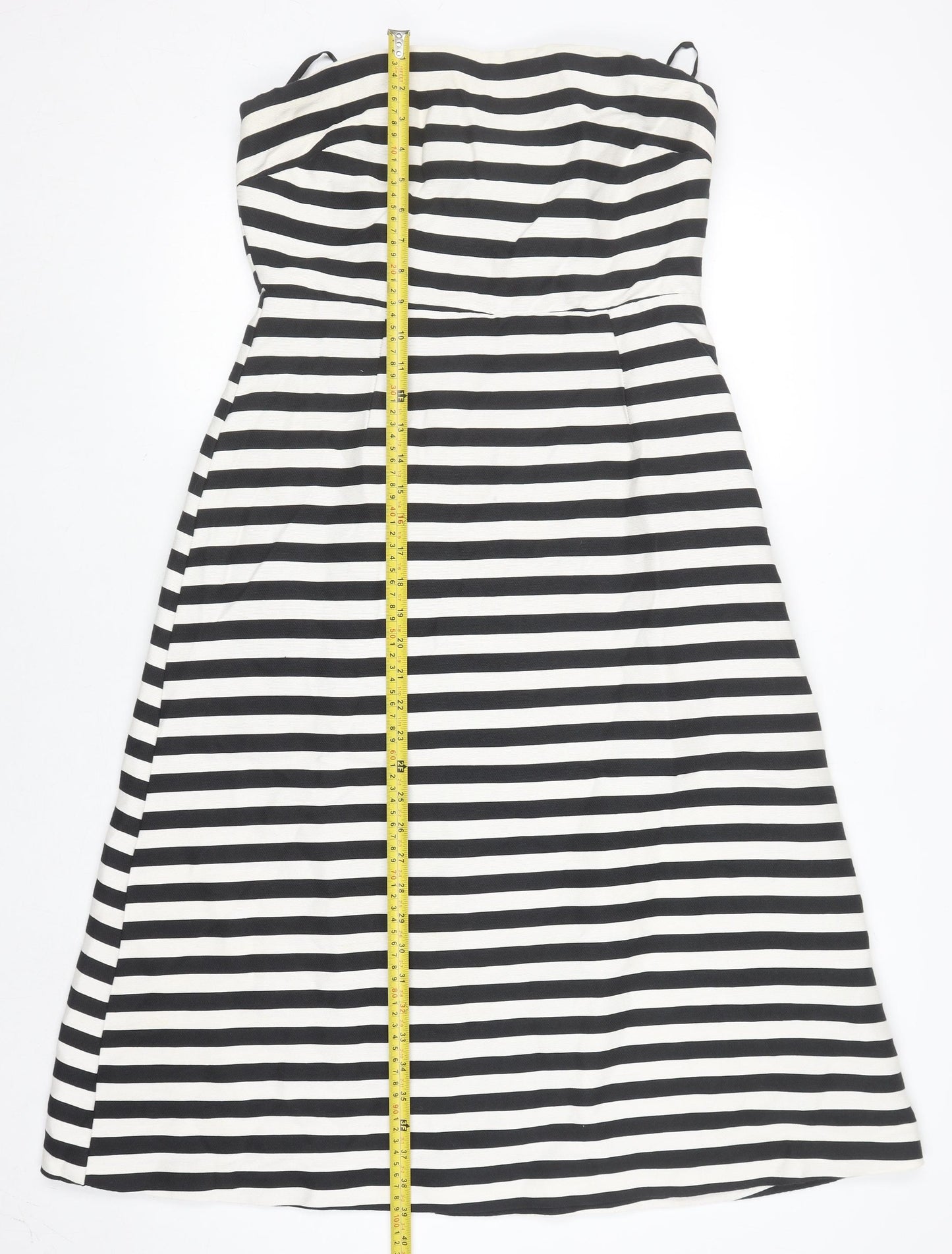 ASOS Women’s Black White Striped Strapless A-Line Dress Size 12