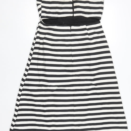 ASOS Women’s Black White Striped Strapless A-Line Dress Size 12