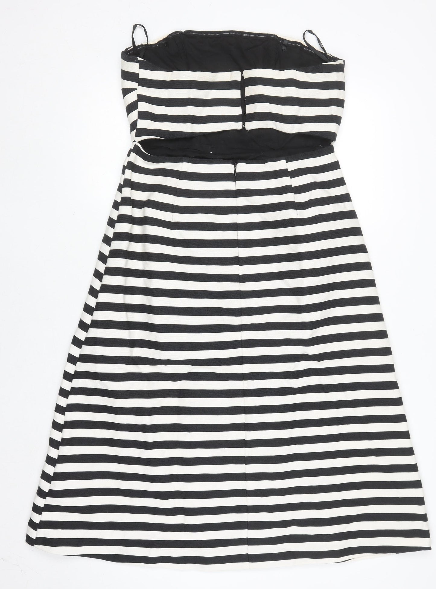 ASOS Women’s Black White Striped Strapless A-Line Dress Size 12