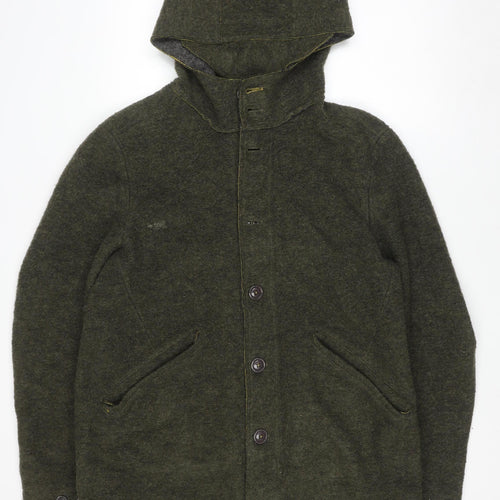 Ganesh Men's Green Wool Blend Hooded Button Coat 2XL