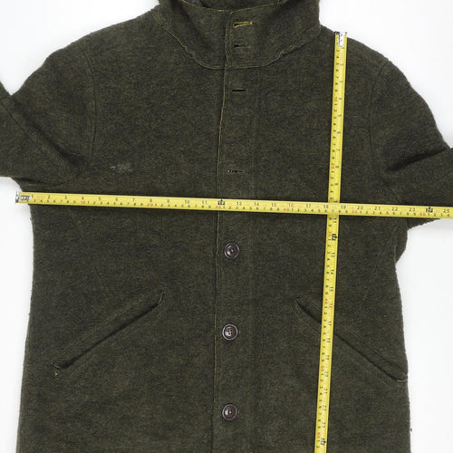 Ganesh Men's Green Wool Blend Hooded Button Coat 2XL