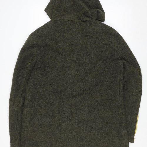 Ganesh Men's Green Wool Blend Hooded Button Coat 2XL