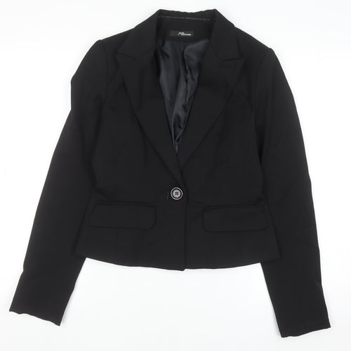 Jane Norman Women Black Blazer Size 12 Slim Fit Business Jacket