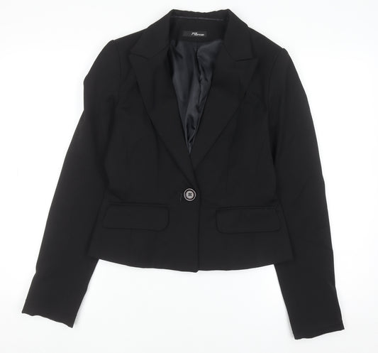 Jane Norman Women Black Blazer Size 12 Slim Fit Business Jacket