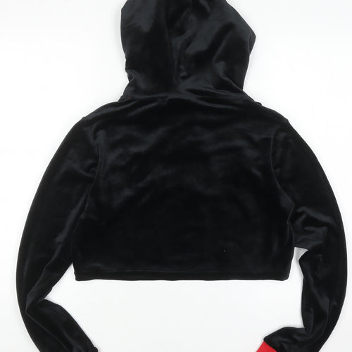 FILA Womens Black Velour Cropped Hoodie UK M
