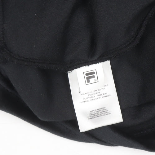 FILA Womens Black Velour Cropped Hoodie UK M