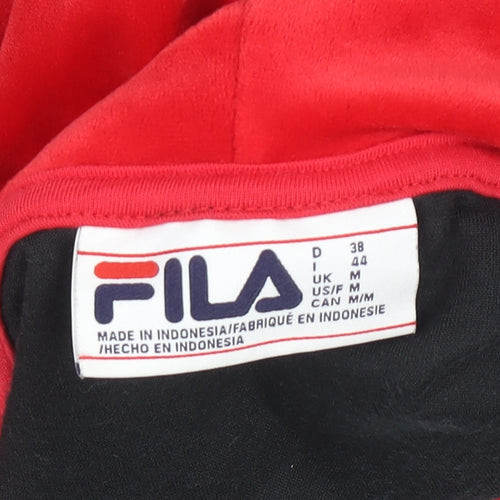 FILA Womens Black Velour Cropped Hoodie UK M