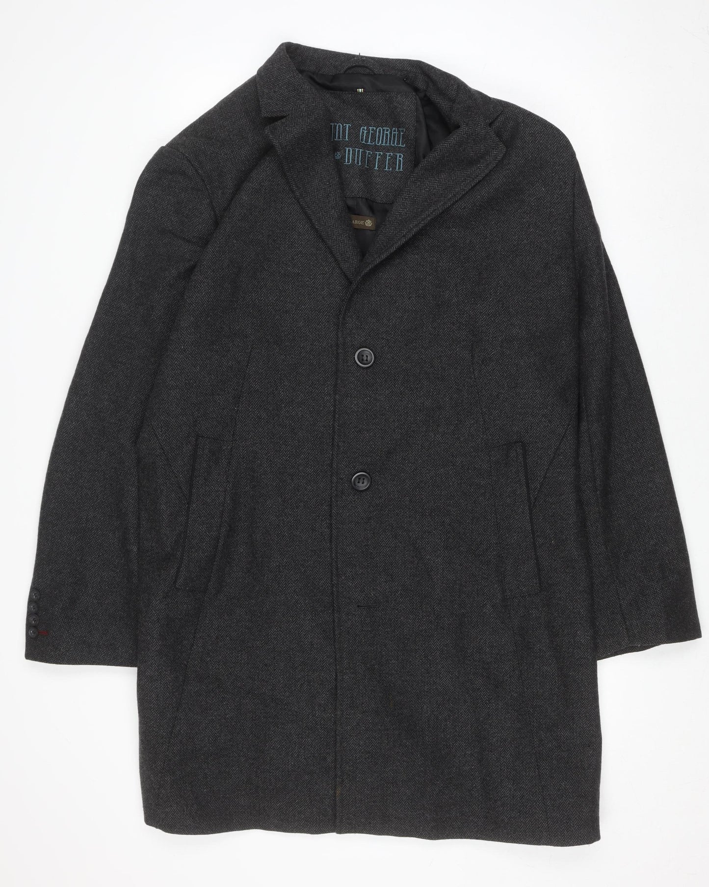 Saint George by Duffer Men's Charcoal Wool Overcoat XXL Classic Style