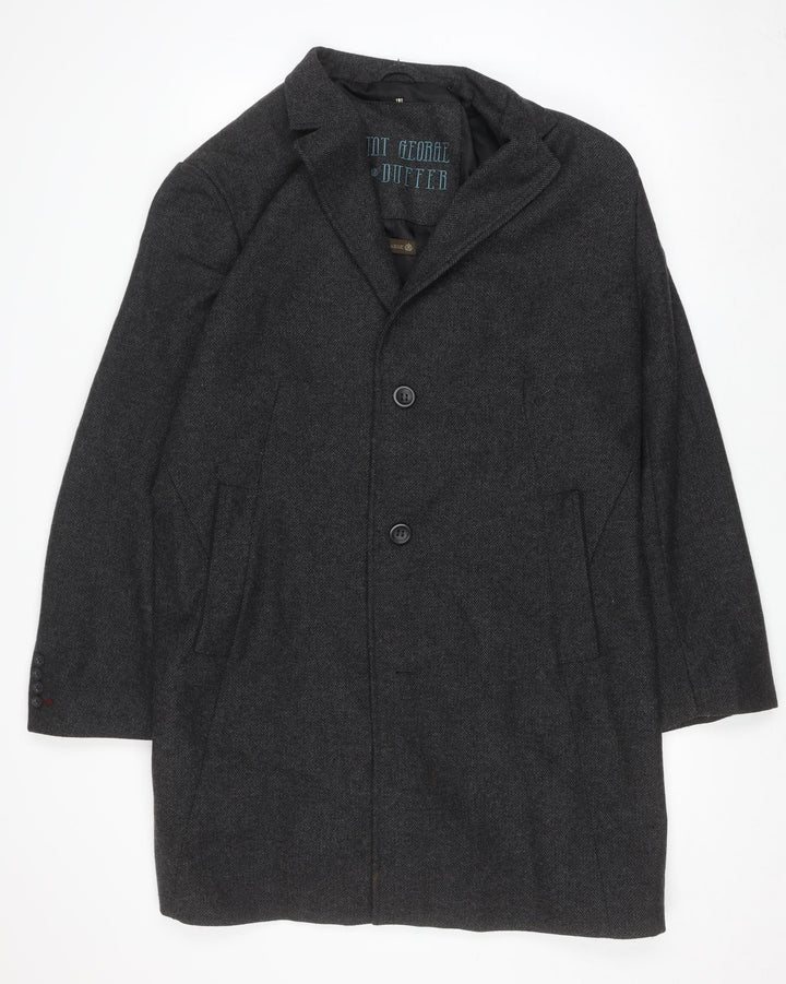 Saint George by Duffer Men's Charcoal Wool Overcoat XXL Classic Style