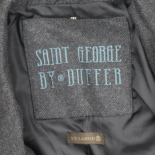 Saint George by Duffer Men's Charcoal Wool Overcoat XXL Classic Style