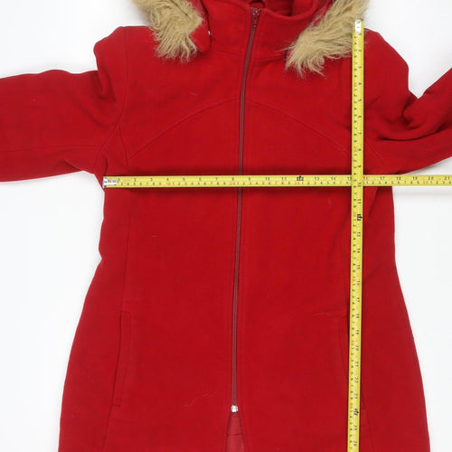 Dorothy Perkins Women's Red Faux Fur Hooded Parka Coat Size 14