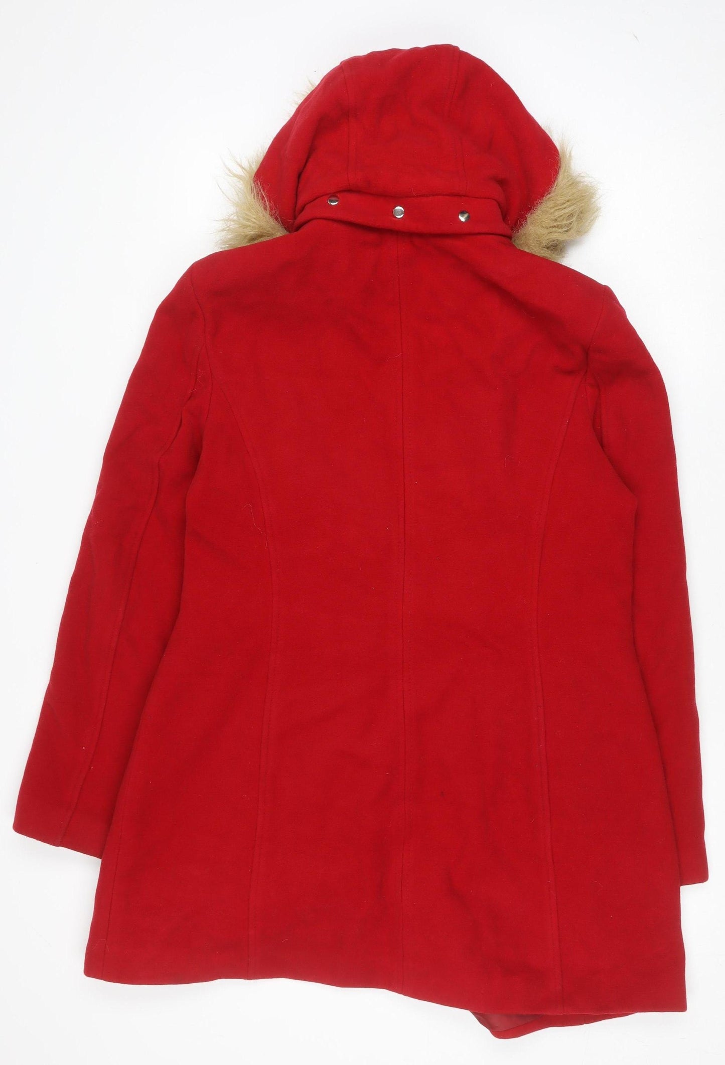 Dorothy Perkins Women's Red Faux Fur Hooded Parka Coat Size 14
