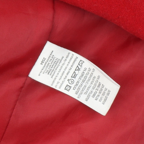 Dorothy Perkins Women's Red Faux Fur Hooded Parka Coat Size 14