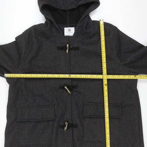 Encuentro Men's Grey Hooded Toggle Mid-Length Coat Size 44