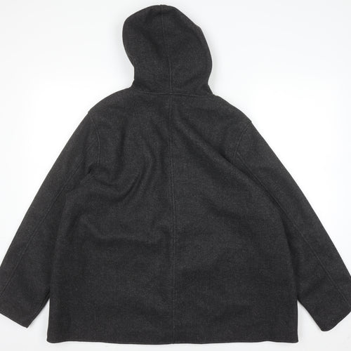 Encuentro Men's Grey Hooded Toggle Mid-Length Coat Size 44