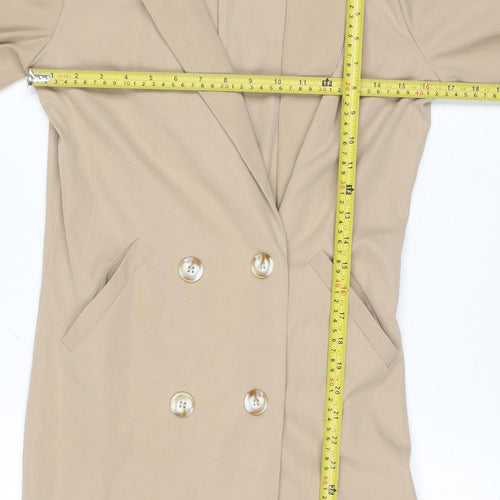 Boohoo Women's Beige Mid-Length Puff Sleeve Blazer UK 6
