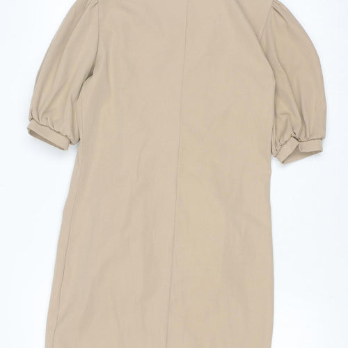 Boohoo Women's Beige Mid-Length Puff Sleeve Blazer UK 6