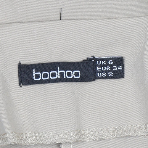 Boohoo Women's Beige Mid-Length Puff Sleeve Blazer UK 6