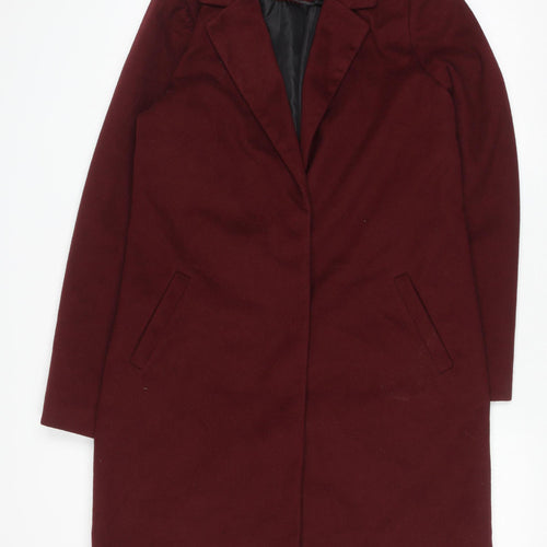 New Look Women’s Red Wool Blend Tall Mid-Length Overcoat Size 12