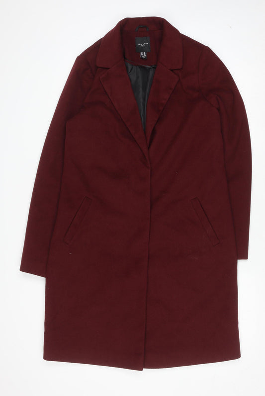 New Look Women’s Red Wool Blend Tall Mid-Length Overcoat Size 12