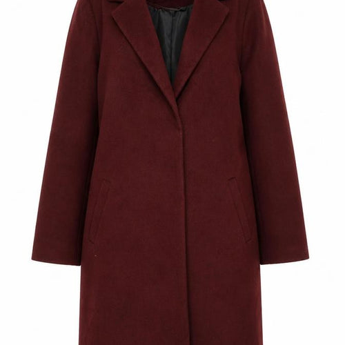 New Look Women’s Red Wool Blend Tall Mid-Length Overcoat Size 12