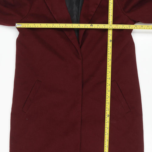 New Look Women’s Red Wool Blend Tall Mid-Length Overcoat Size 12