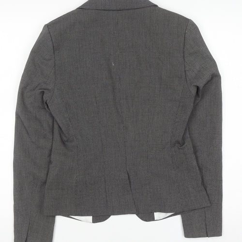H&M Women Grey Blazer Jacket Size 8 Slim Fit Business Workwear