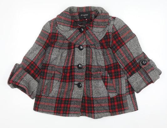 Atmosphere Women's Multicoloured Plaid Short Pea Coat Size 8 Wool Blend