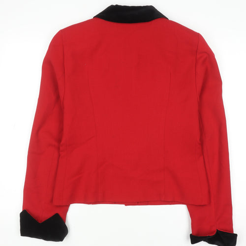 Pelikán Womens Red Wool Blend Velvet Collar Blazer Jacket Size 12