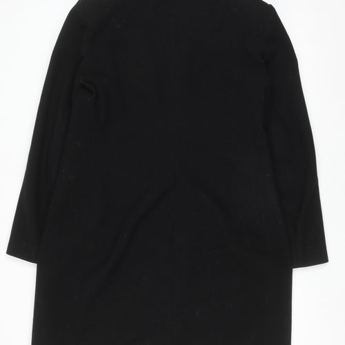 ZARA Women Black Mid-Length Polyester Overcoat Size L
