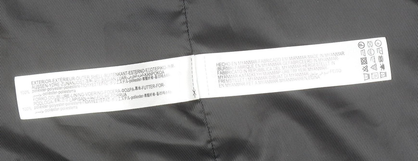 ZARA Women Black Mid-Length Polyester Overcoat Size L