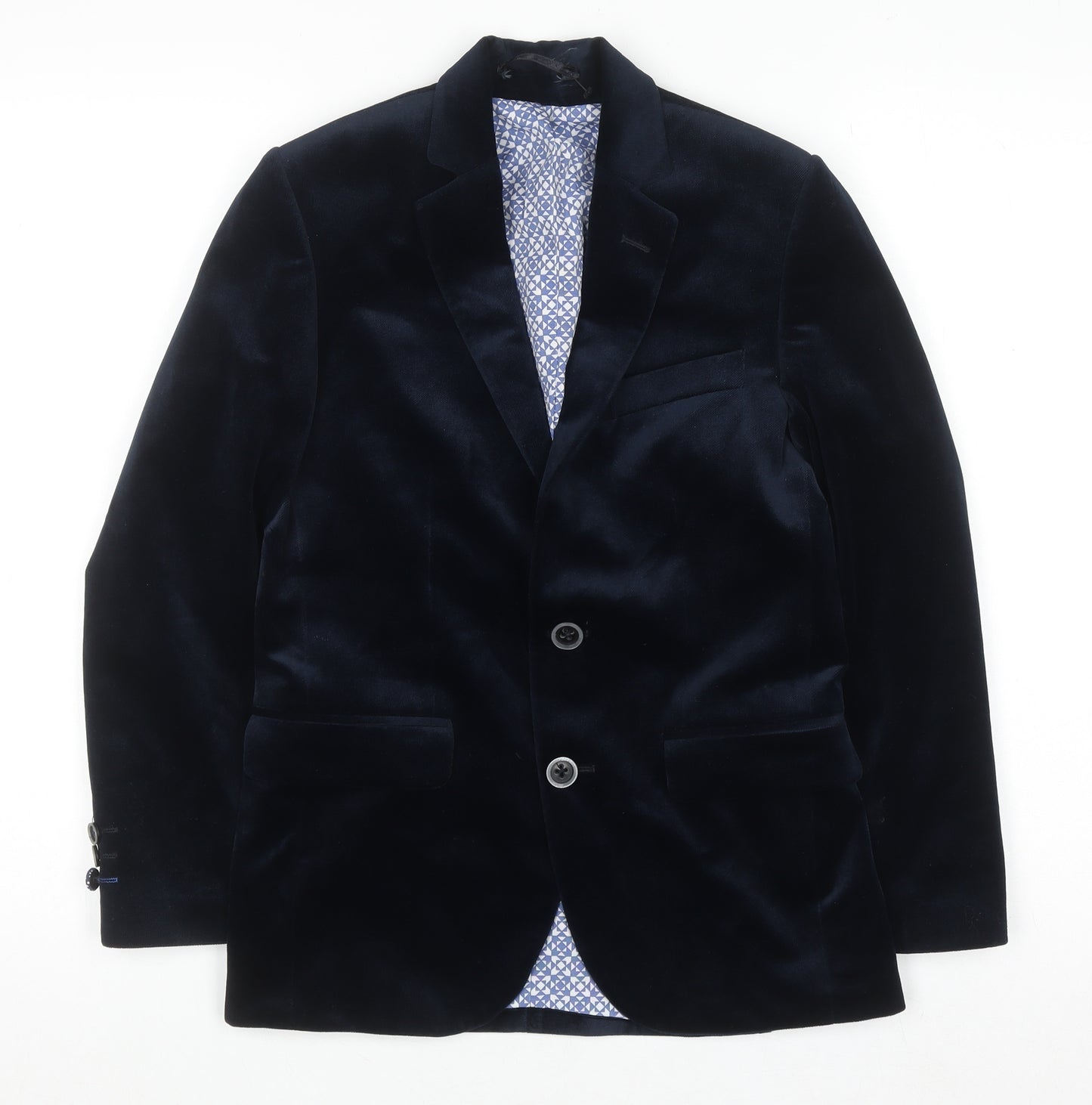 1880 Club Teens Blue Velvet Blazer Jacket Size 8 Formal Single Breasted