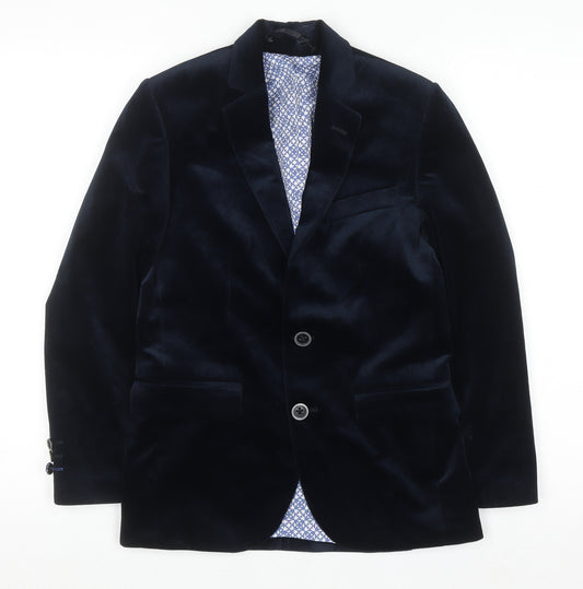 1880 Club Teens Blue Velvet Blazer Jacket Size 8 Formal Single Breasted