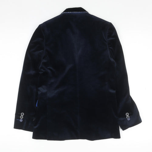 1880 Club Teens Blue Velvet Blazer Jacket Size 8 Formal Single Breasted