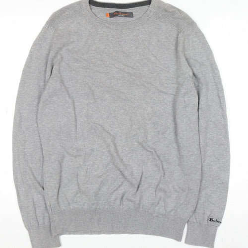 Ben Sherman Men's Grey Cotton Crew Neck Jumper Size M