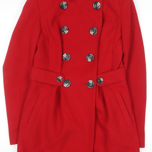 Next Women's Red Double-Breasted Pea Coat Size 6