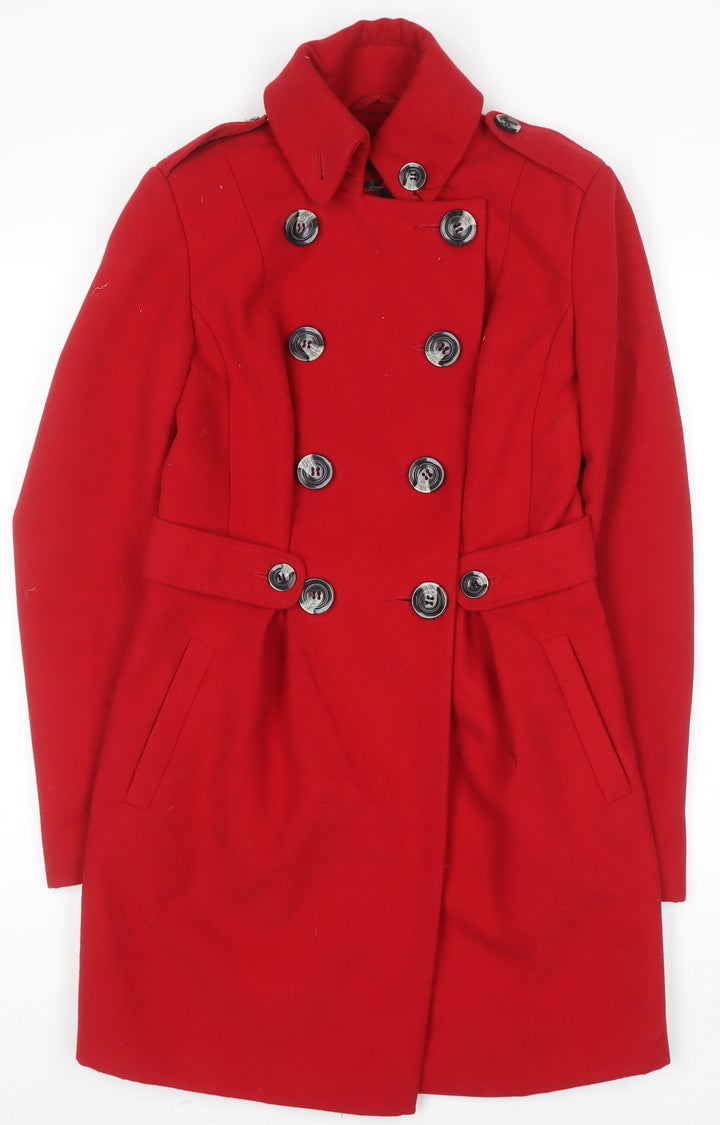 Next Women's Red Double-Breasted Pea Coat Size 6
