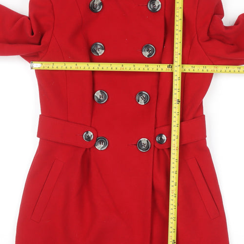 Next Women's Red Double-Breasted Pea Coat Size 6