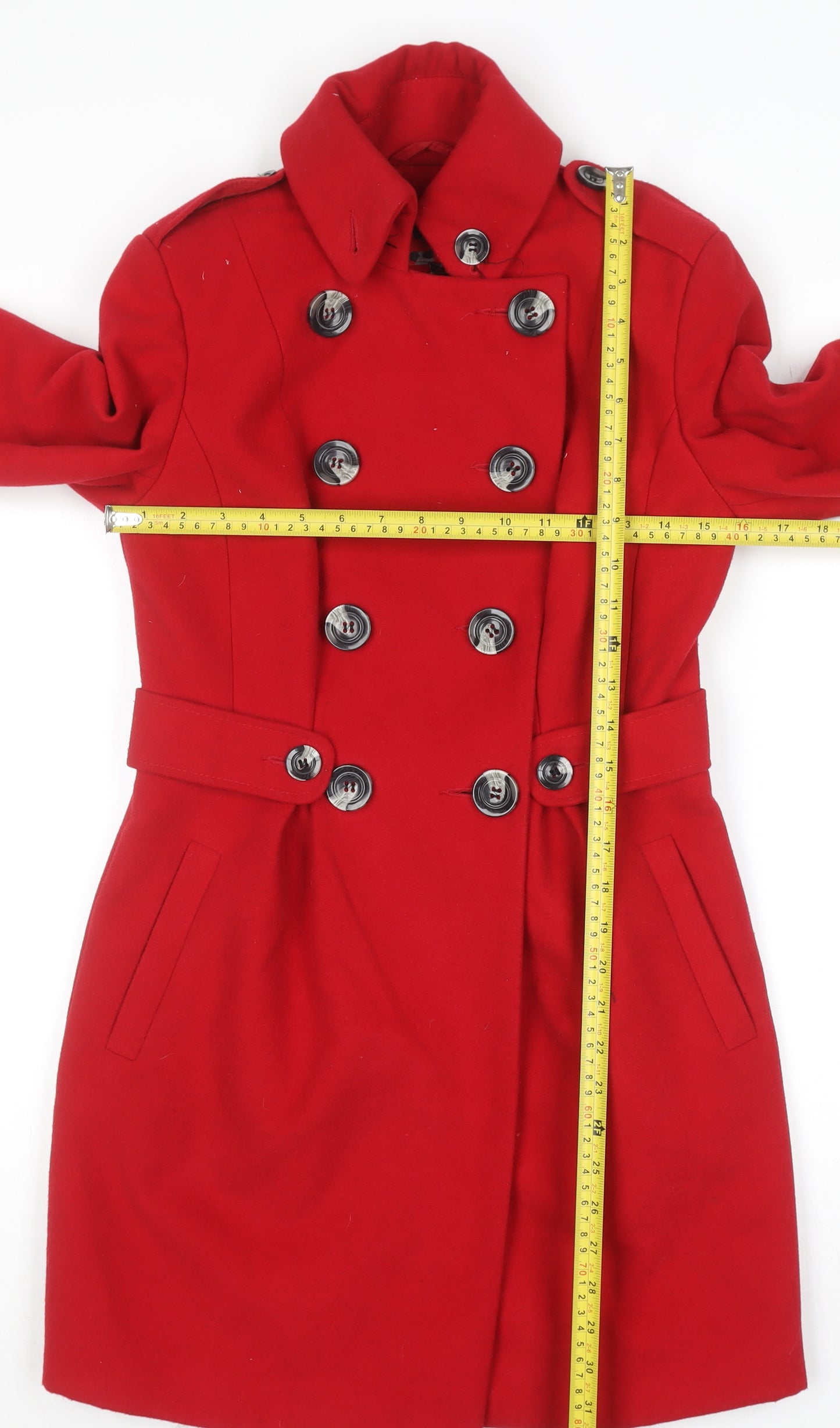 Next Women's Red Double-Breasted Pea Coat Size 6