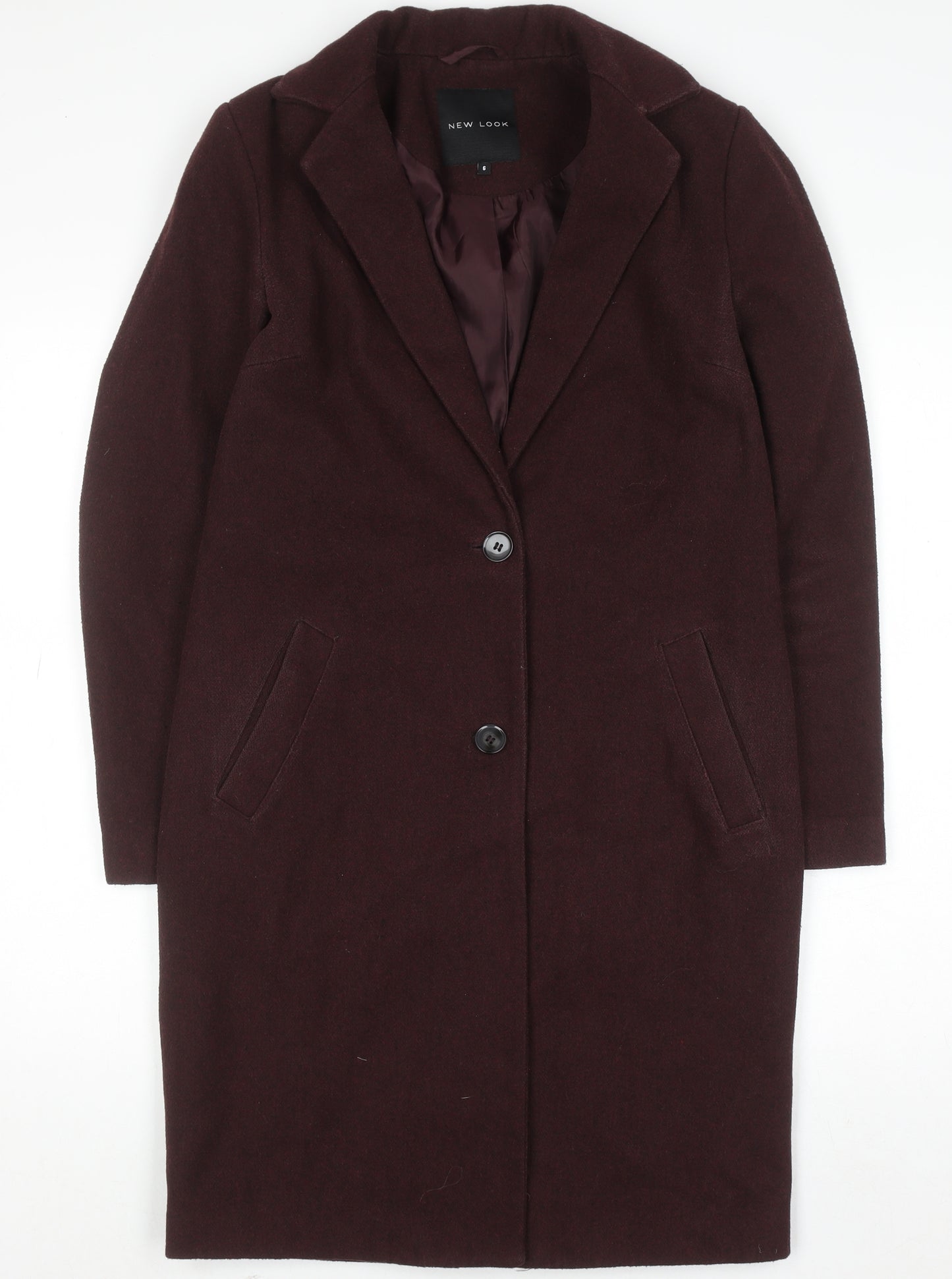 New Look Women's Brown Wool Blend Mid-Length Blazer Coat UK 6
