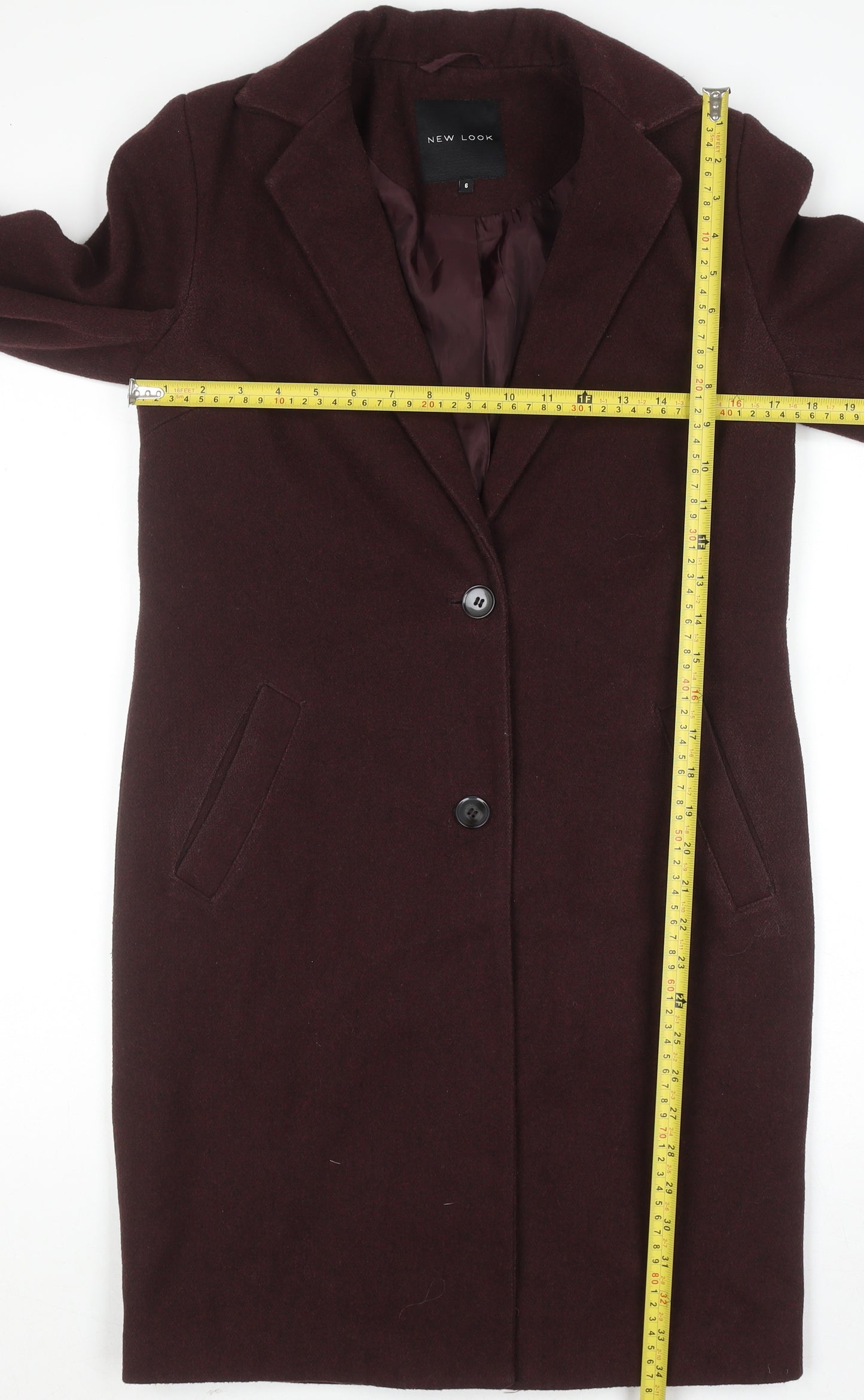 New Look Women's Brown Wool Blend Mid-Length Blazer Coat UK 6