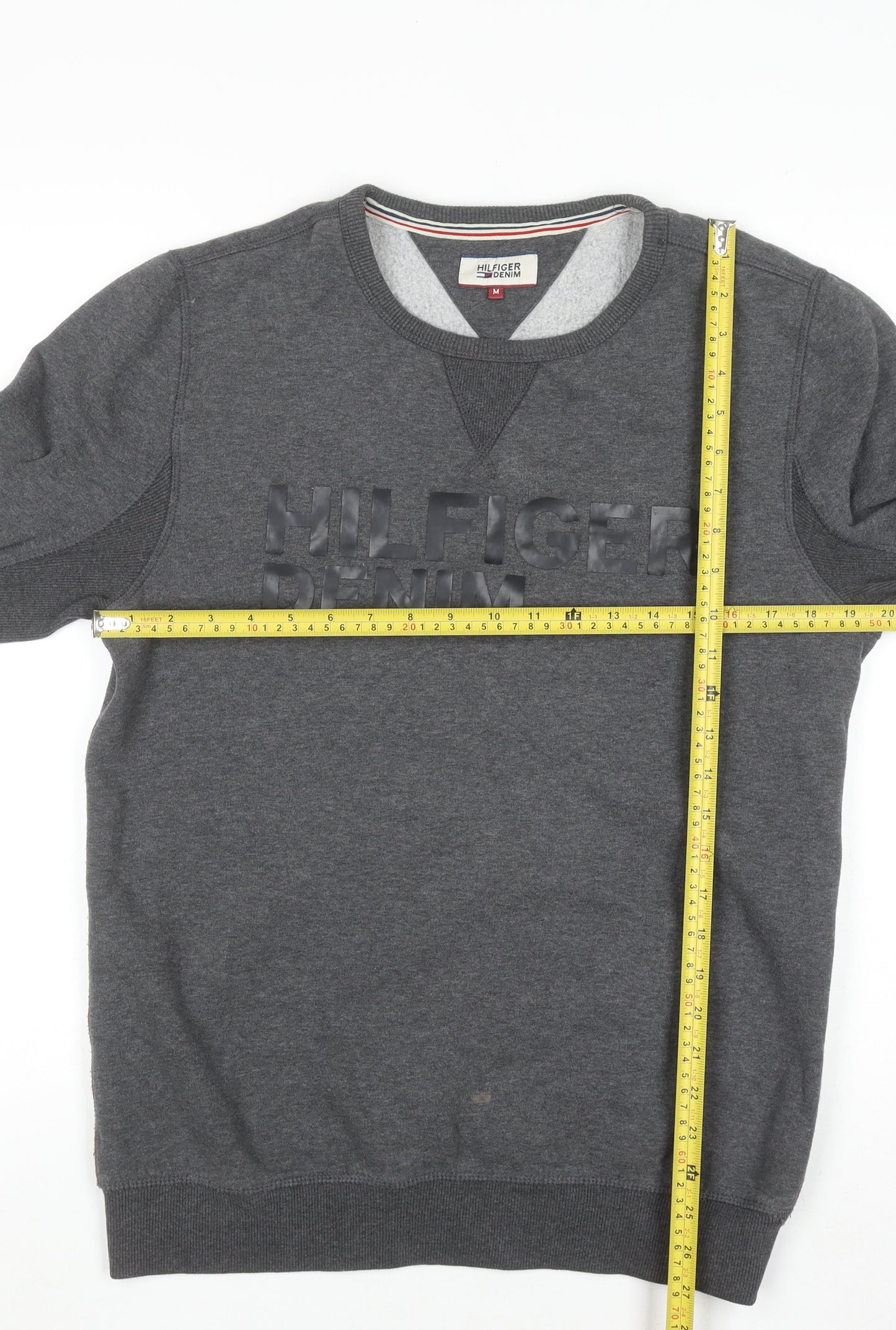Tommy Hilfiger Denim Mens Grey Logo Crew Neck Sweatshirt Size M