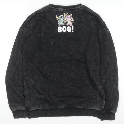 Primark Disney Stitch Boys Black Sweatshirt 12-13 Years Pullover Crew Neck