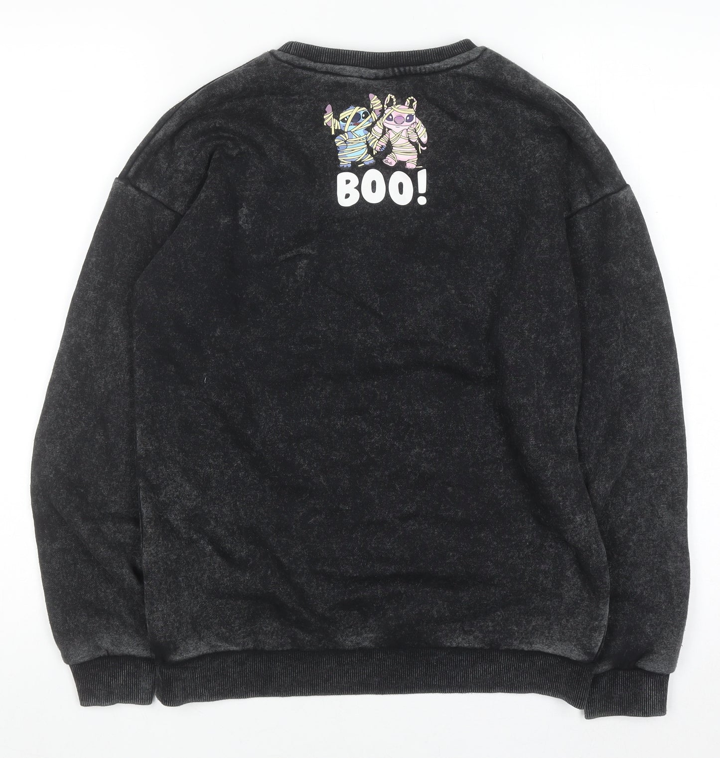 Primark Disney Stitch Boys Black Sweatshirt 12-13 Years Pullover Crew Neck