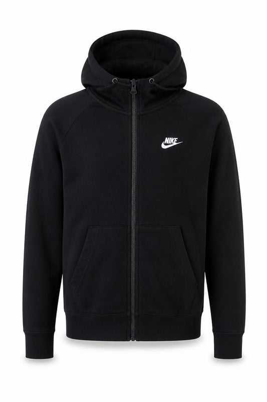 Front view of Nike Men's Black Small Full Zip Hoodie Fleece Sweatshirt