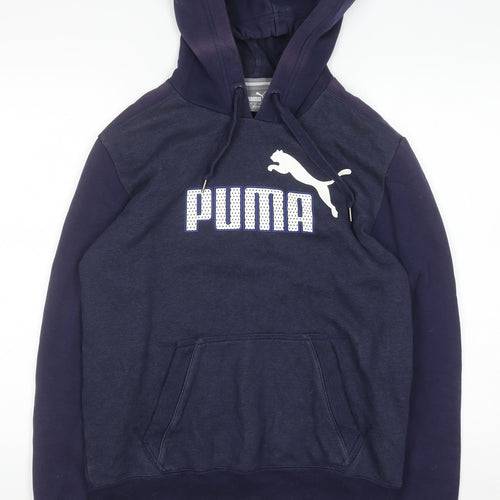 Puma Men's Blue Pullover Hoodie Size M Graphic Sports Fleece