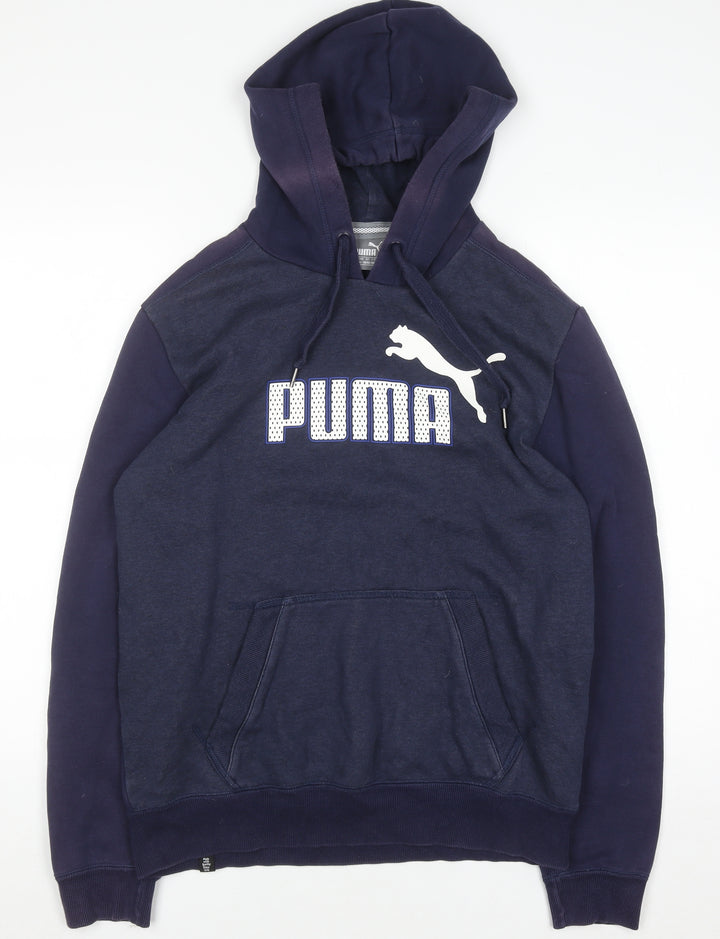 Puma Men's Blue Pullover Hoodie Size M Graphic Sports Fleece