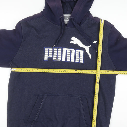 Puma Men's Blue Pullover Hoodie Size M Graphic Sports Fleece