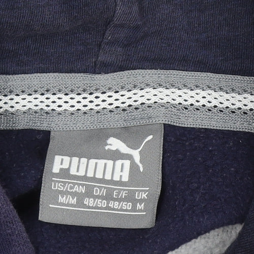 Puma Men's Blue Pullover Hoodie Size M Graphic Sports Fleece