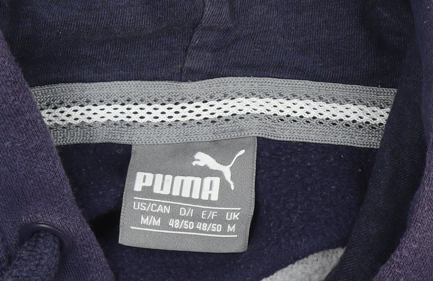 Puma Men's Blue Pullover Hoodie Size M Graphic Sports Fleece